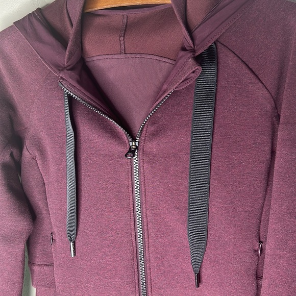 LULULEMON Burgundy Hooded Full Zip Jacket Size 4 - Picture 3 of 16